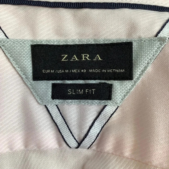 ZARA Pink Textured Button Down Shirt Size M Slim Fit - Picture 12 of 15